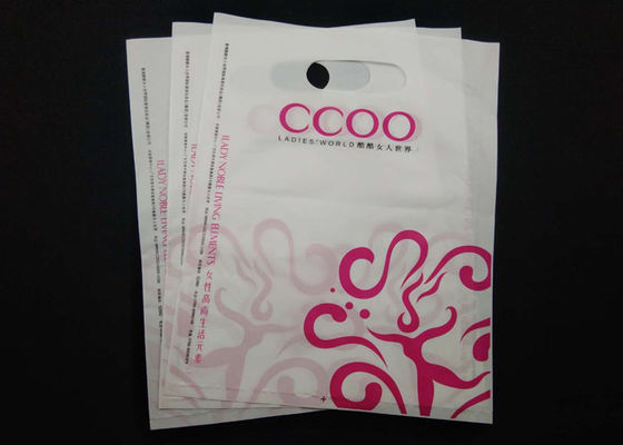 ROHS Approved White Shopping Bags With Handles Die Cut 40 Micron